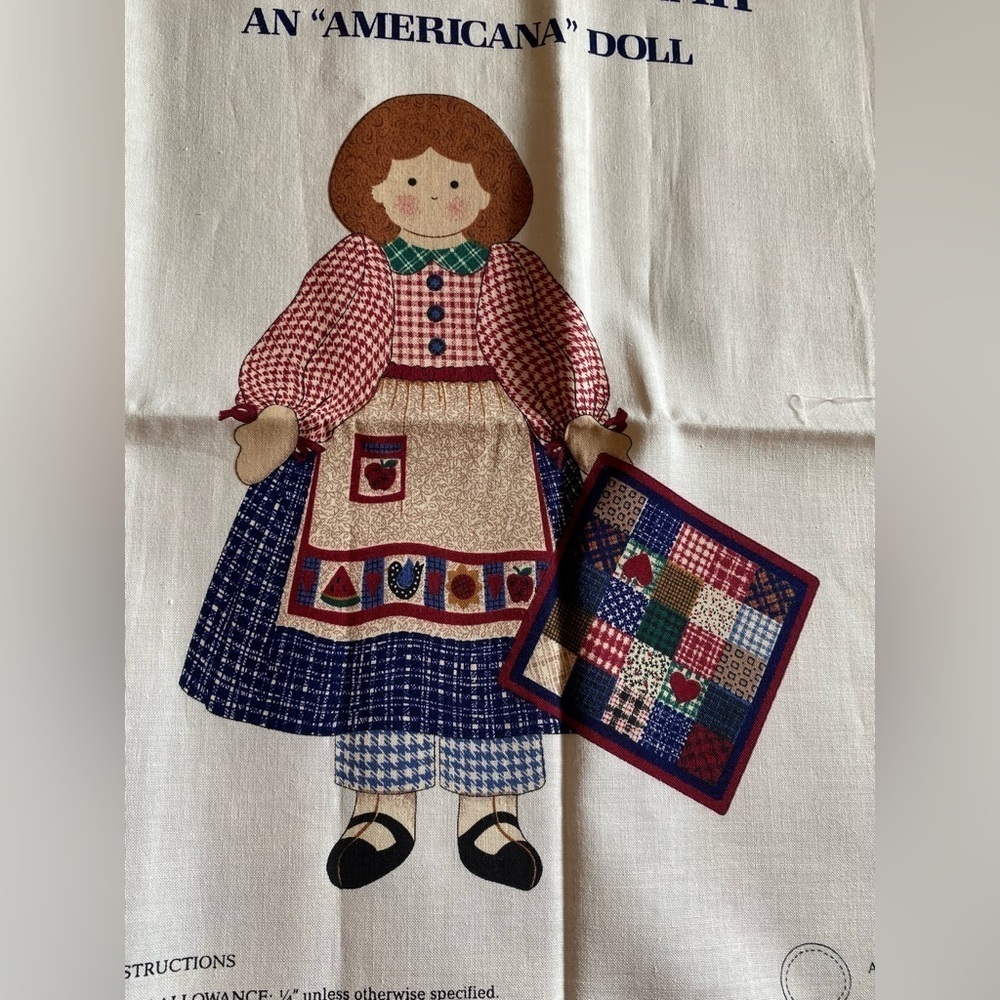 VTG Cranston VIP Homespun Hannah Americana Doll Cut Sew Fabric Panel New
